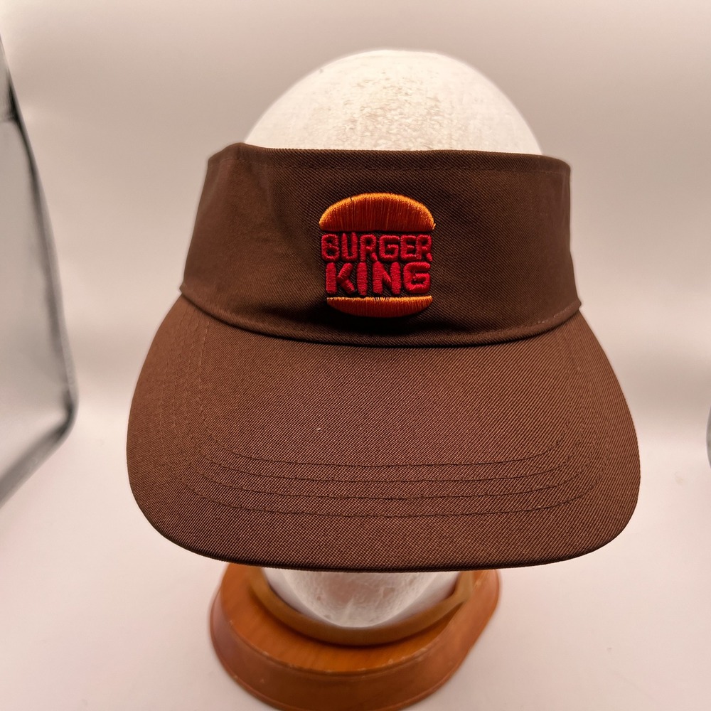 Burger King Employee Uniform Visor Brown Orange Snapback Fast Food Hat Accessory